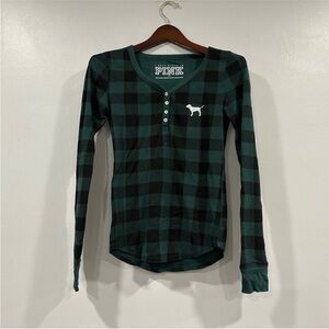 Victoria’s Secret PINK Green Plaid Sleep Shirt Small S